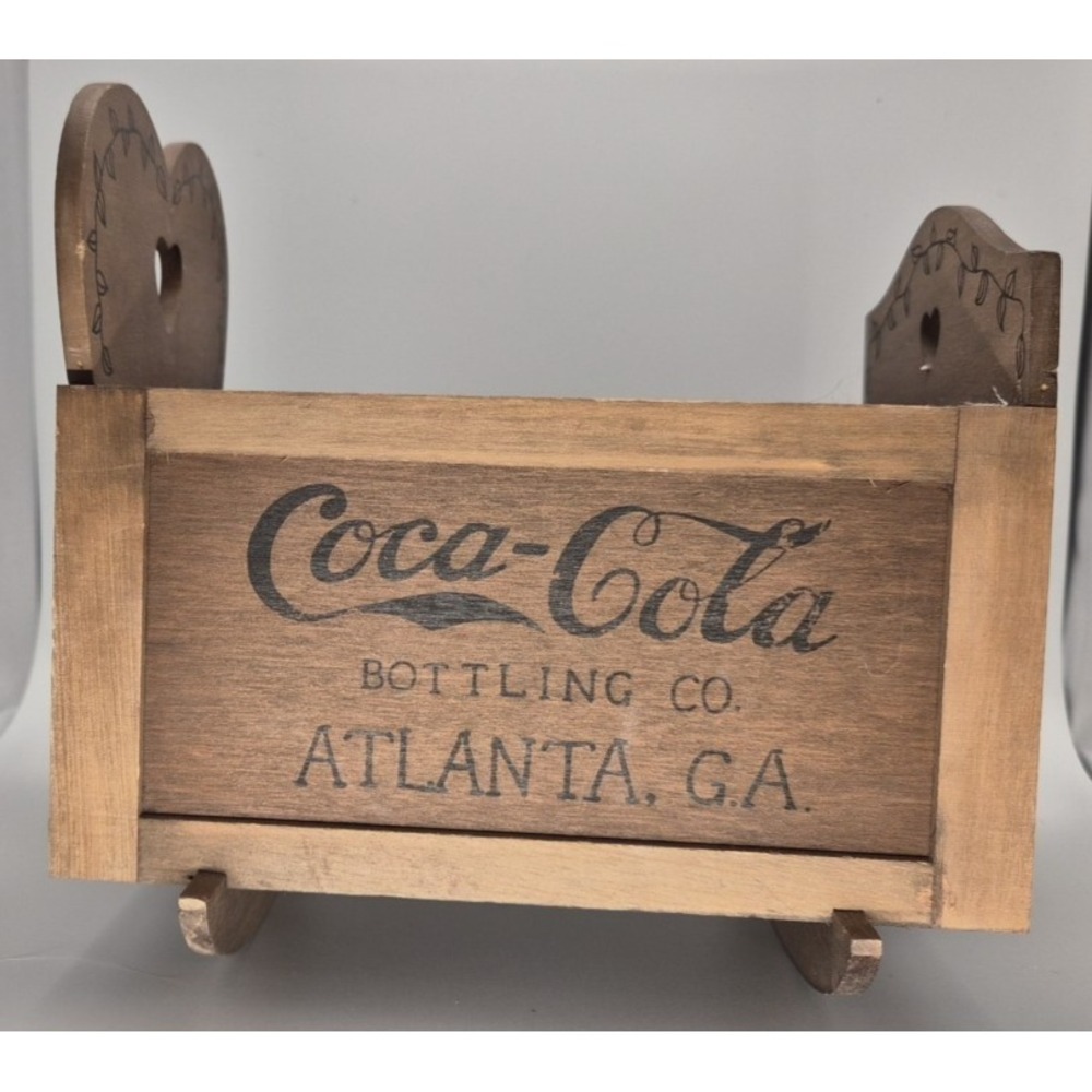 Coca Cola Collectors Wooden Cradle Decoration‎ 8" x 5.25". Excellent Condition